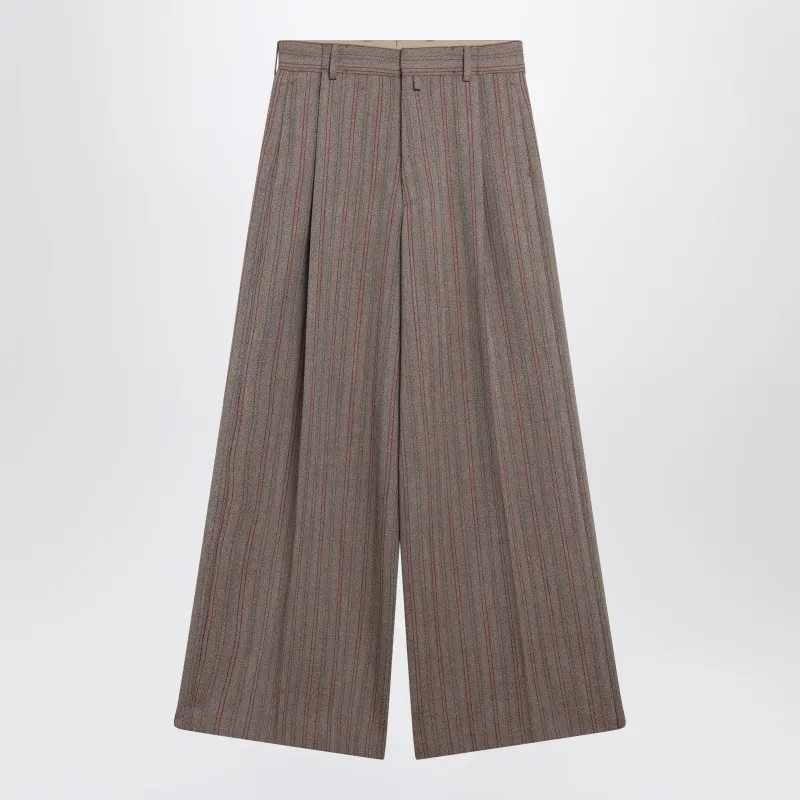 Wide-Leg Pinstripe Wool Trousers made by Dries Van Noten