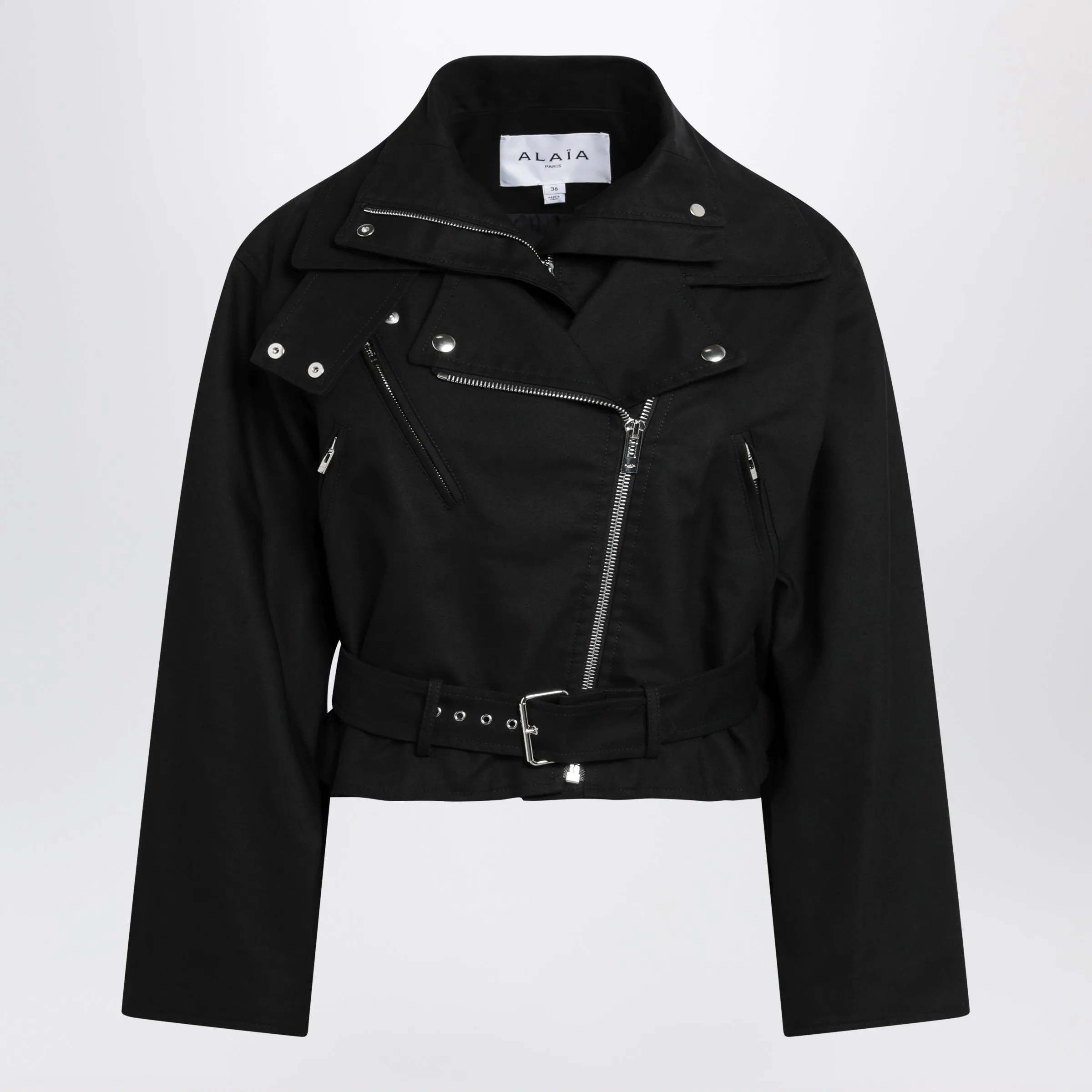 Black Cotton Biker Jacket sold by Wanan Luxury