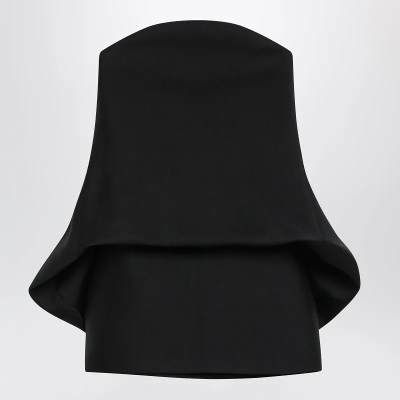 Mini Balloon Bustier Dress In Wool And Silk Black made by Balenciaga