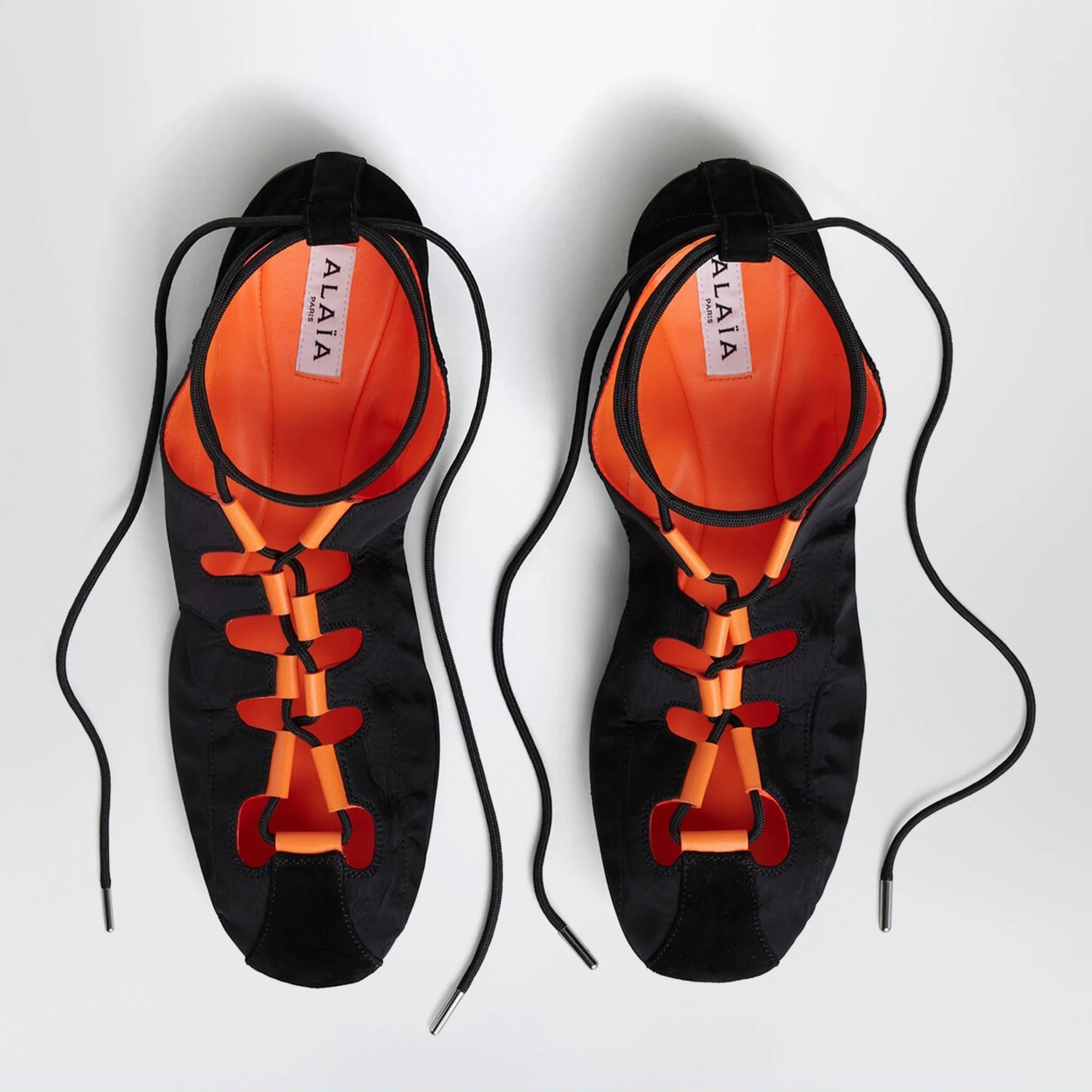 Foldable Lace-Up Ballet Flats In Nylon And Black Suede sold by Wanan Luxury product image thumbnail 2