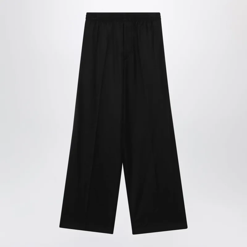 Palazzo Trousers With Elastic Waist In Black Wool made by Balenciaga
