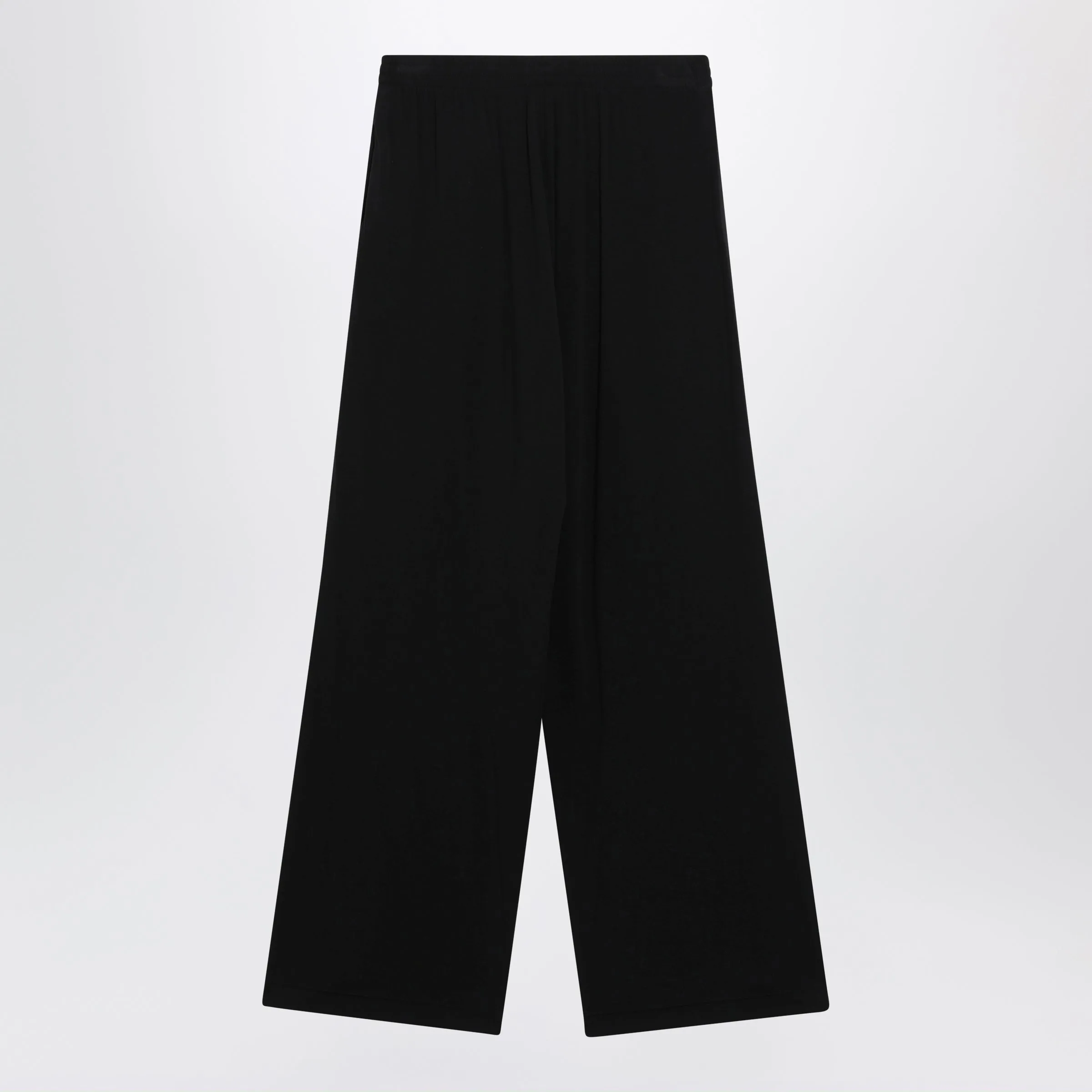 Palazzo Trousers With Elastic Waist In Black Wool sold by Wanan Luxury product image thumbnail 2