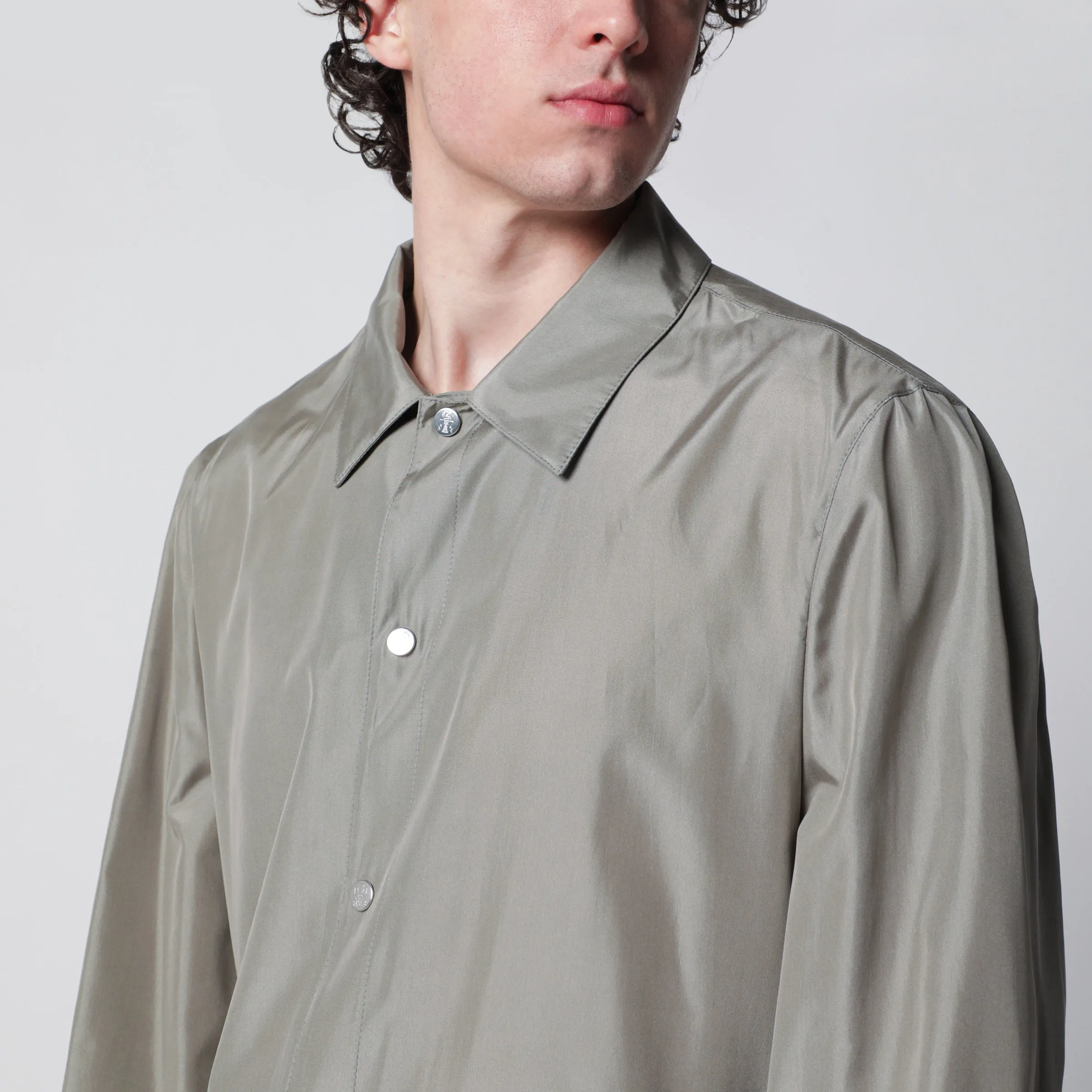 Unlined Jacket In Khaki Membrane Silk sold by Wanan Luxury product image thumbnail 2