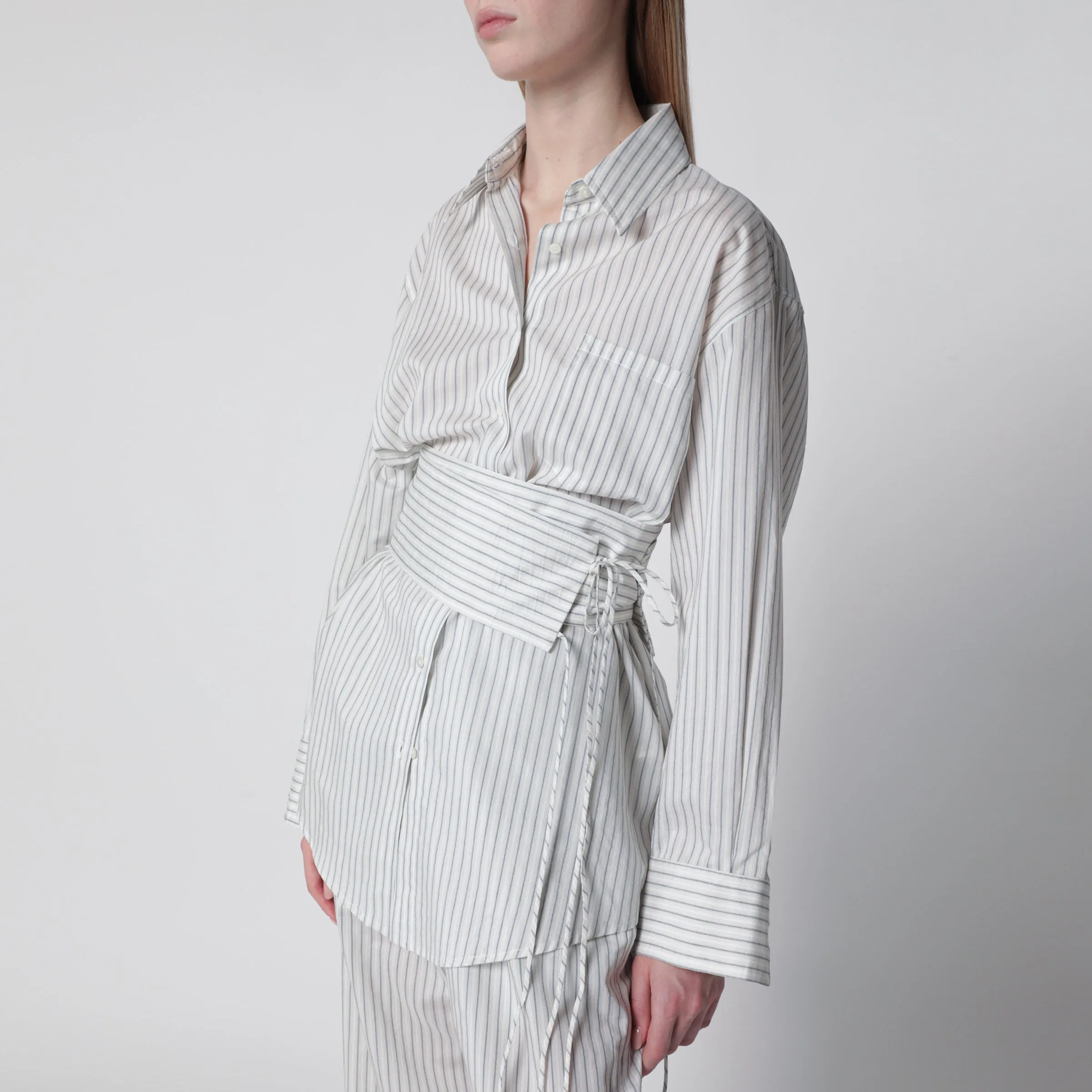 Silk Striped Shirt With Belt sold by Wanan Luxury product image thumbnail 2