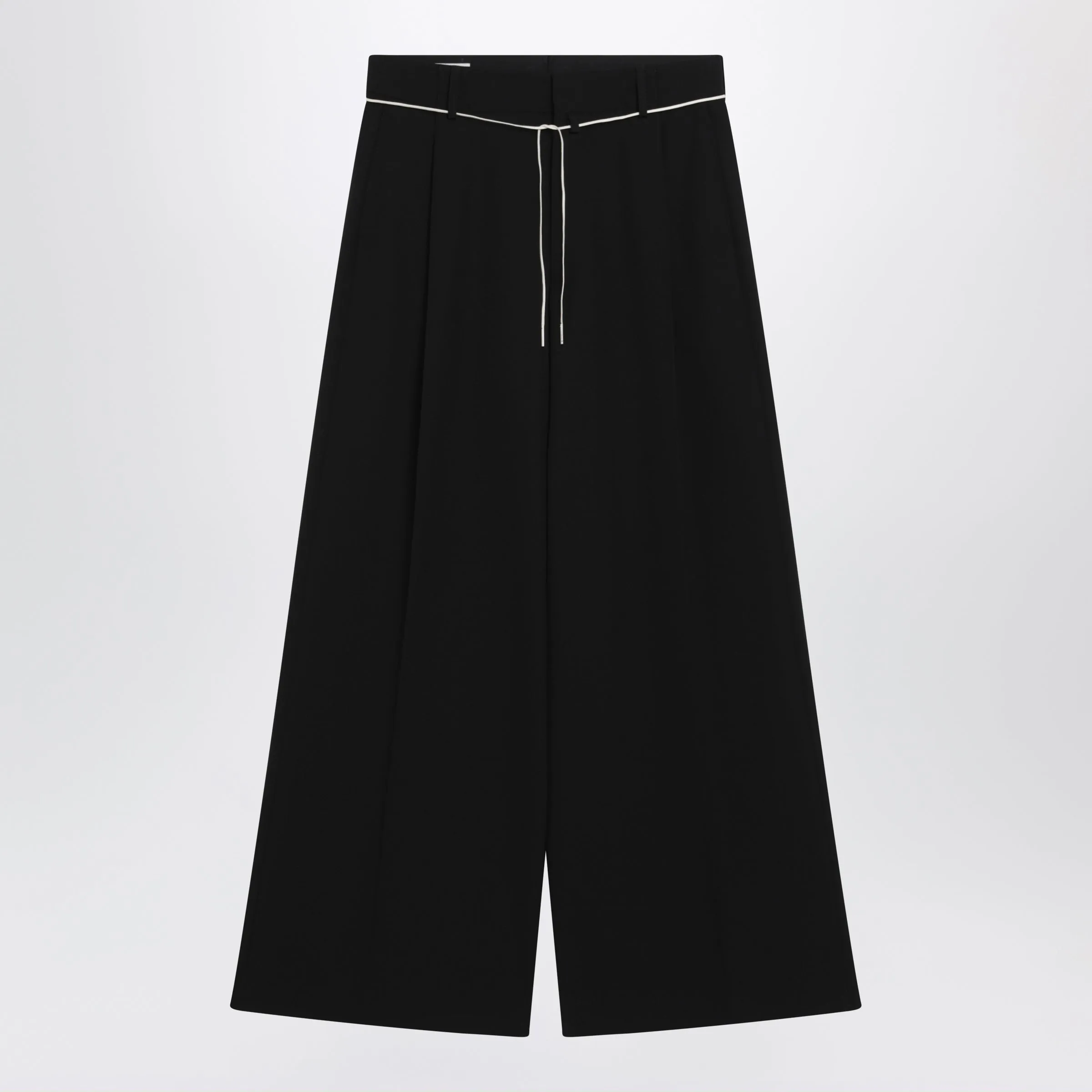Wide-Leg Black Wool Trousers sold by Wanan Luxury