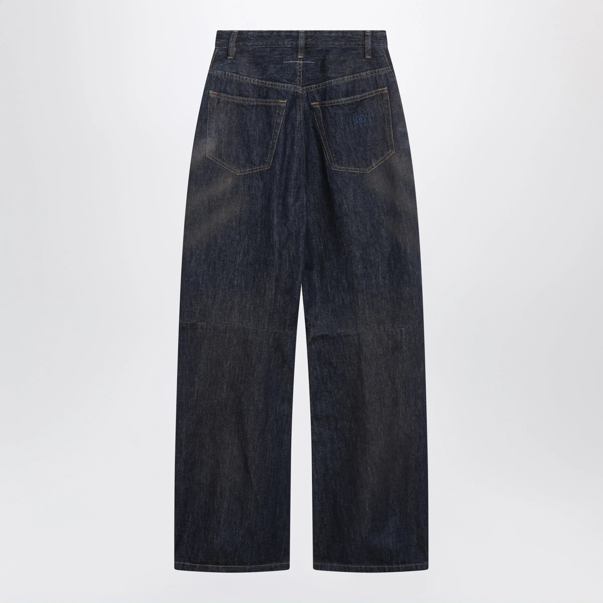 Dark Blue Wide-Leg Jeans With Worn Effect sold by Wanan Luxury product image thumbnail 2
