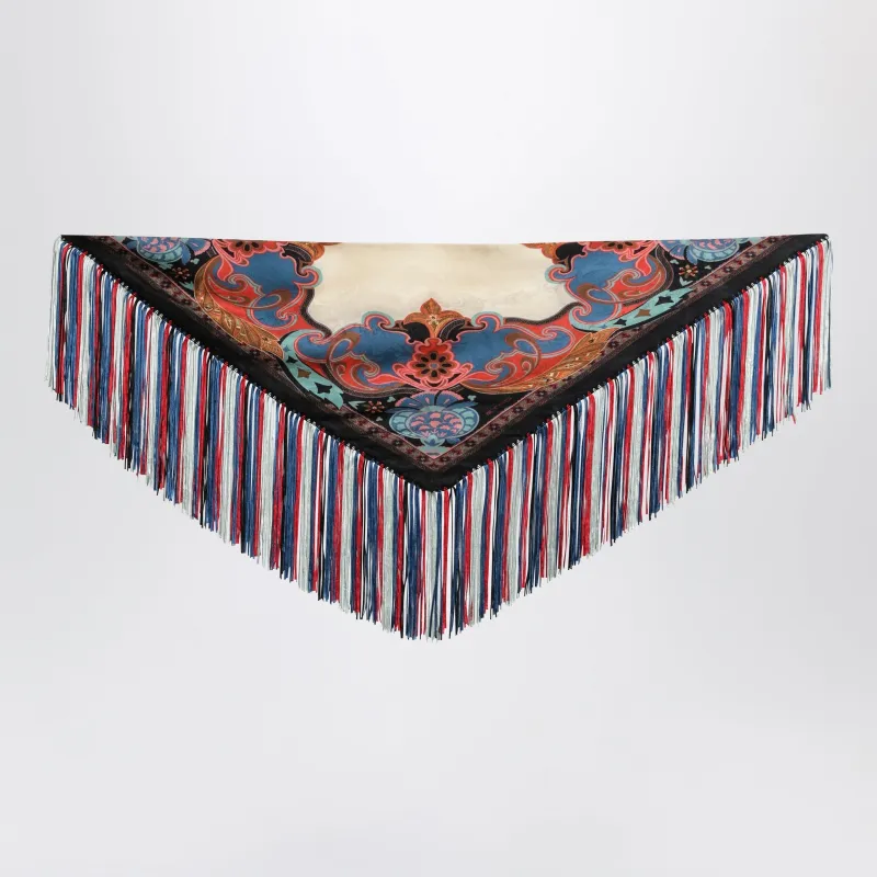 Silk Jacquard Scarf With Fringes made by Etro
