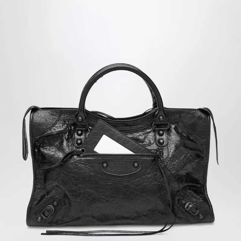 Le City Medium Lambskin Leather Handbag In Black made by Balenciaga