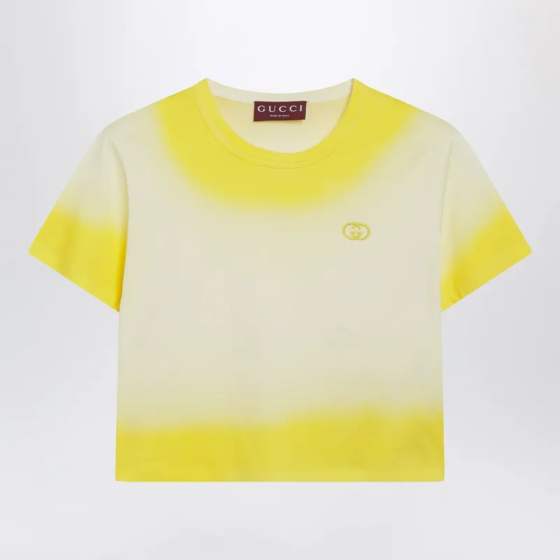 Yellow Cropped T-Shirt With Gradient Effect made by Gucci