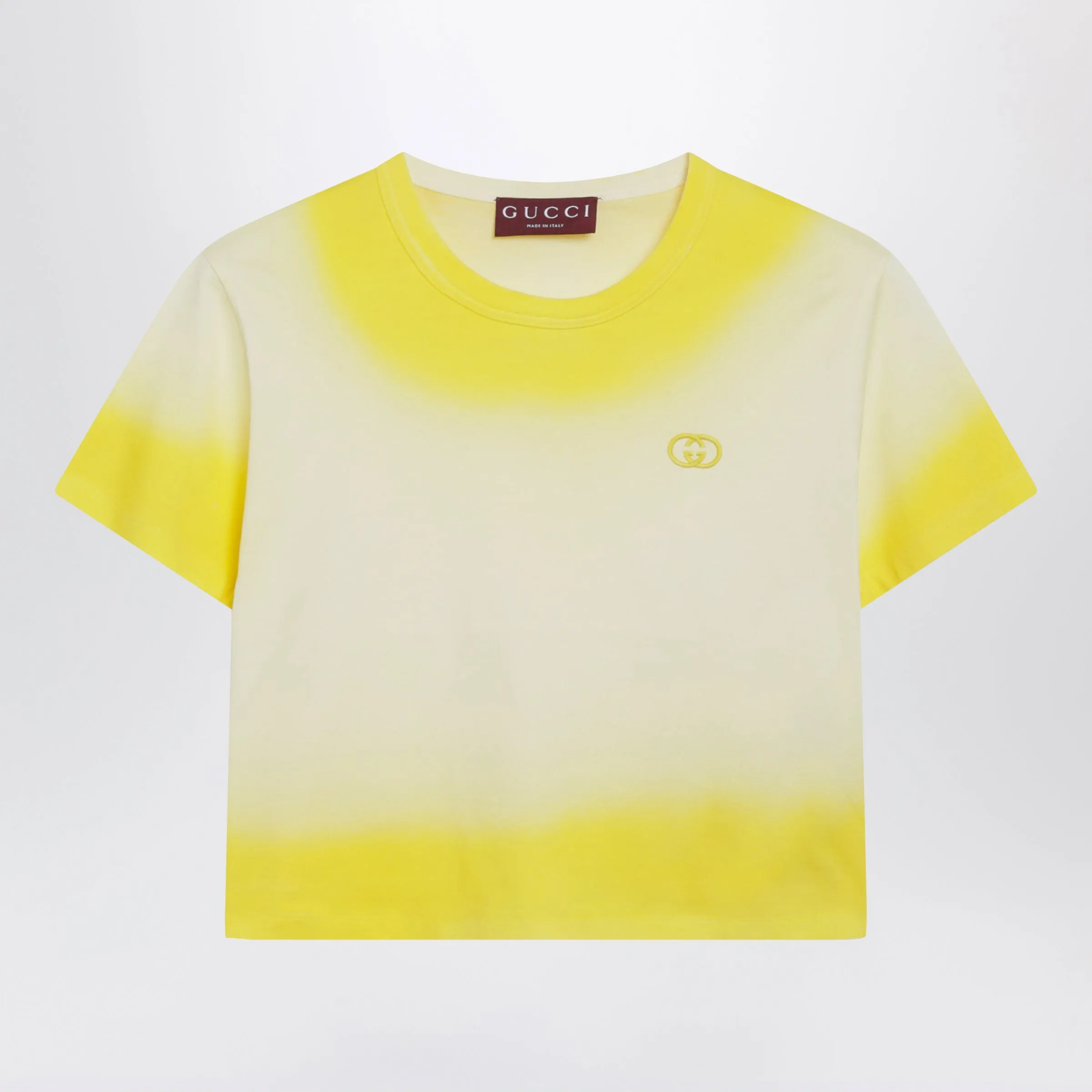 Yellow Cropped T-Shirt With Gradient Effect sold by Wanan Luxury
