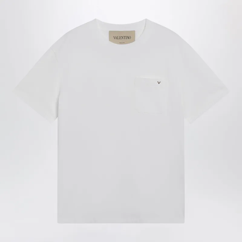 White Cotton T-Shirt With V Gold made by Valentino Garavani