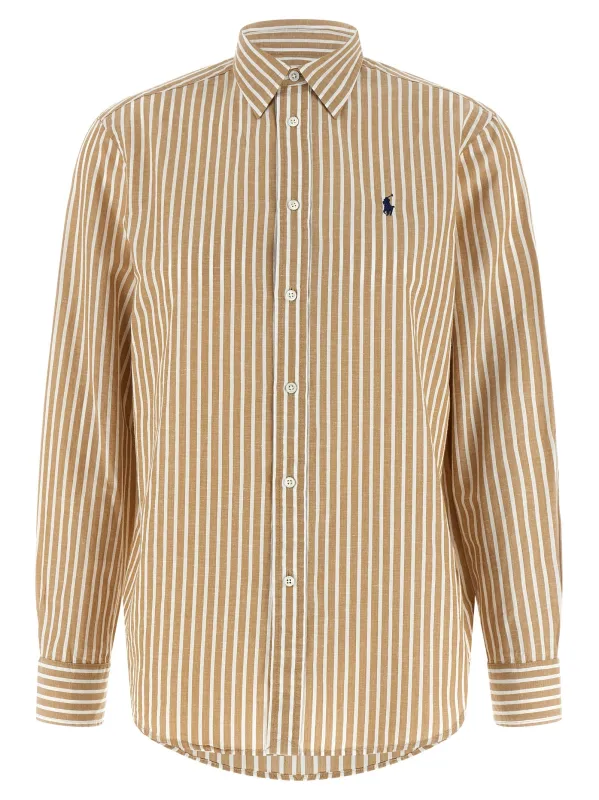 Cotton And Linen Shirt Shirt And Blouse Beige made by Polo by Ralph Lauren