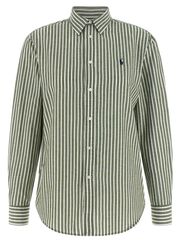 Cotton And Linen Shirt Shirt And Blouse Green made by Polo by Ralph Lauren