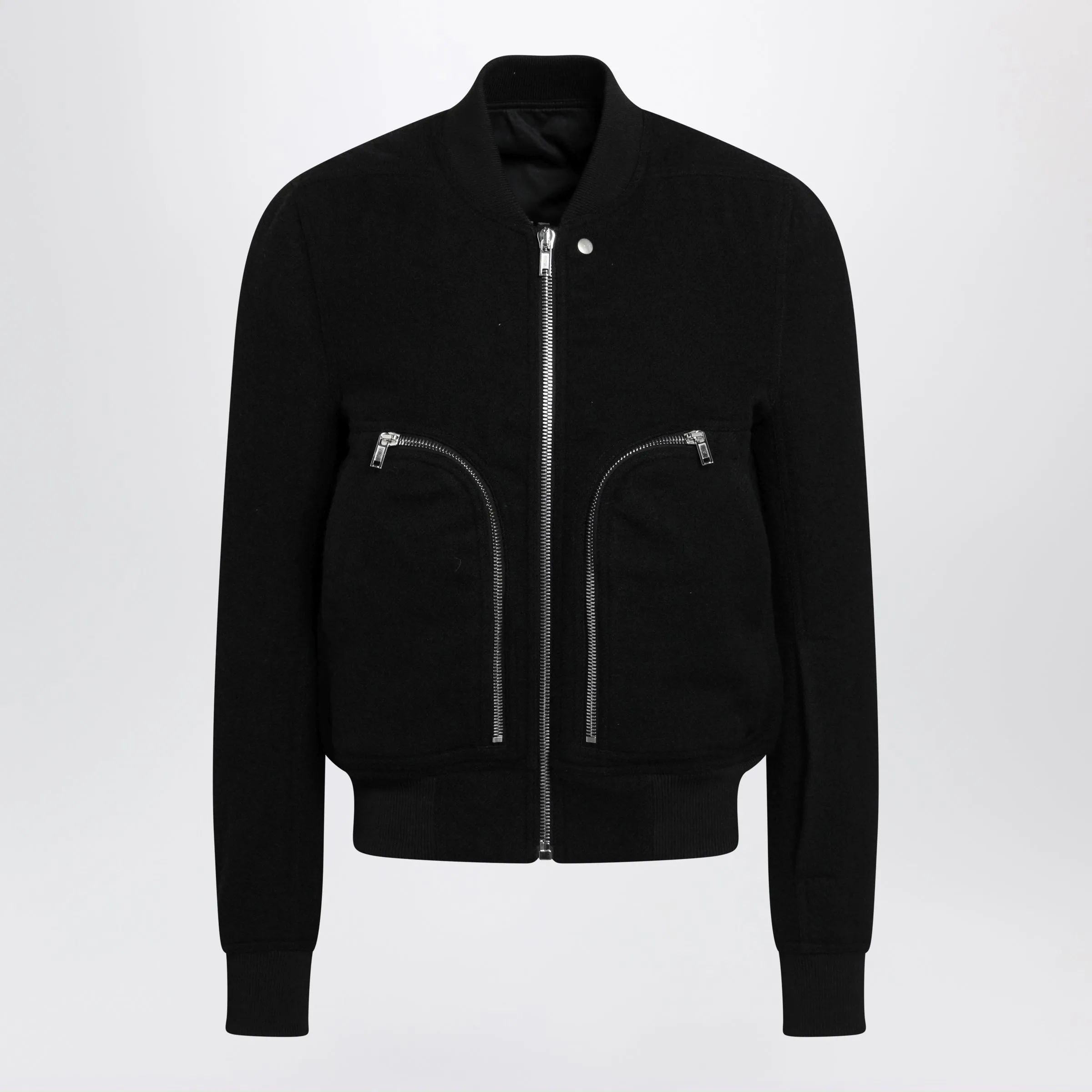 Black Virgin Wool Bomber Jacket With Zip sold by Wanan Luxury