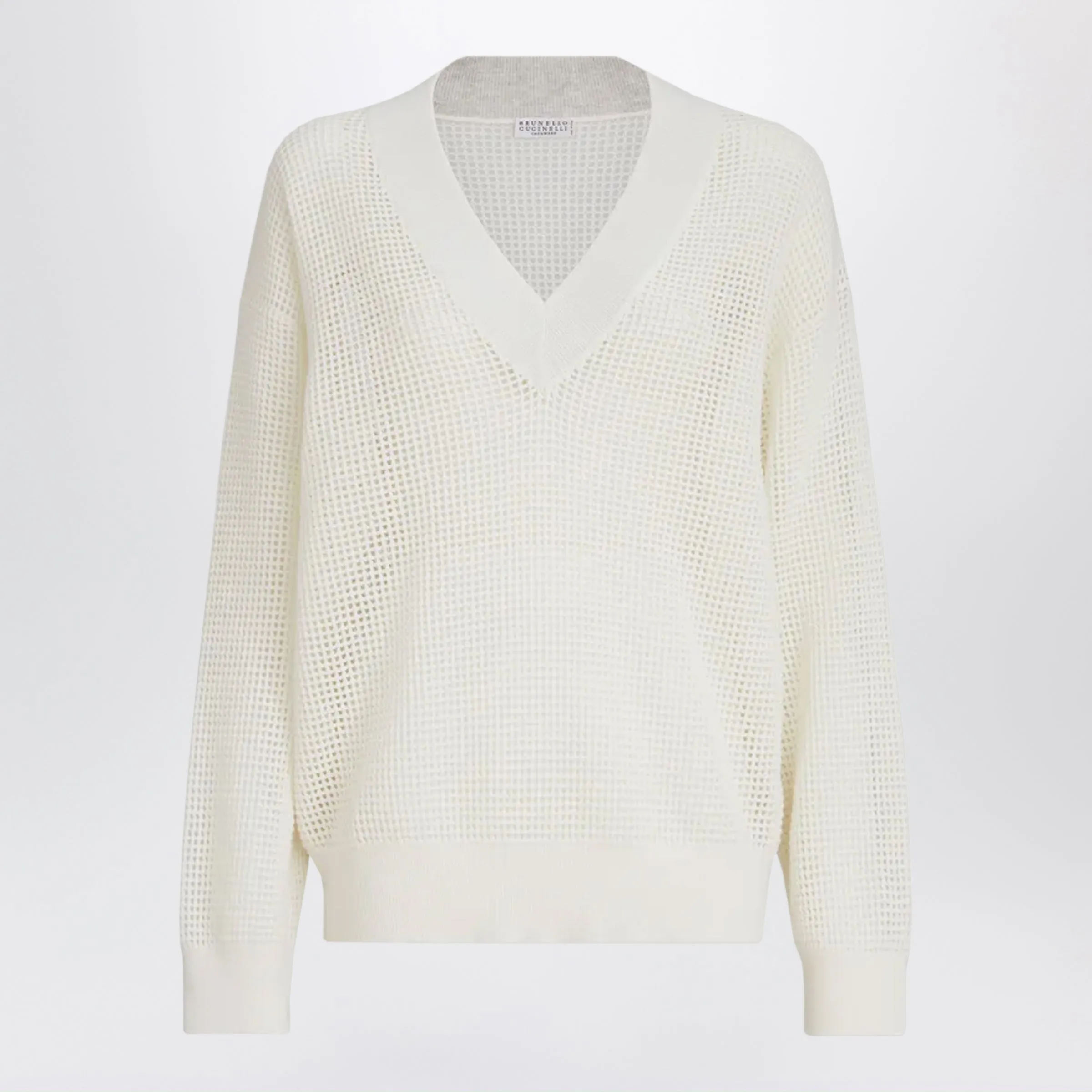 White Cashmere Mesh Sweater sold by Wanan Luxury