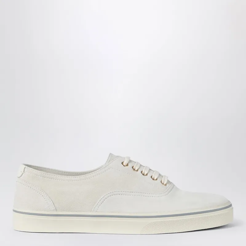 White Suede Calfskin Sneakers made by Brunello Cucinelli