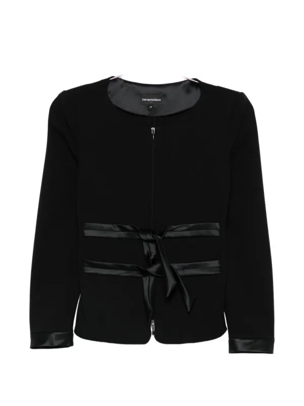 Bow-Detail Collarless Jacket made by Emporio Armani
