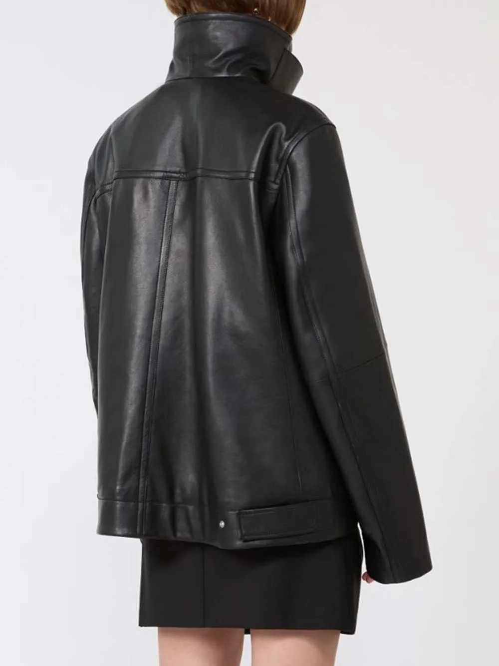 Oversized Leather Jacket - Black sold by Wanan Luxury product image thumbnail 4