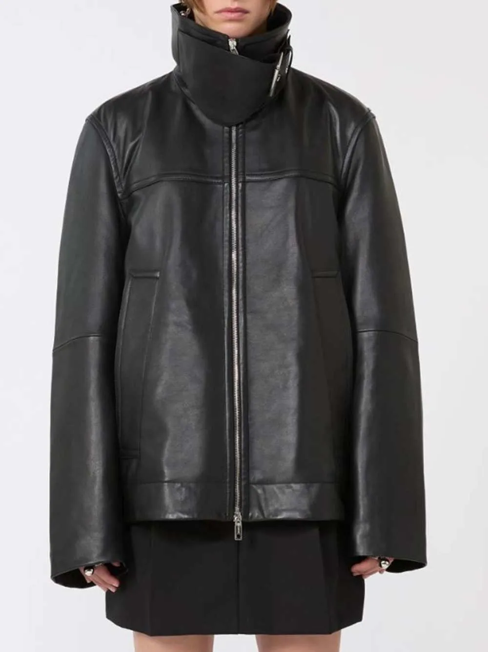 Oversized Leather Jacket - Black sold by Wanan Luxury product image thumbnail 2