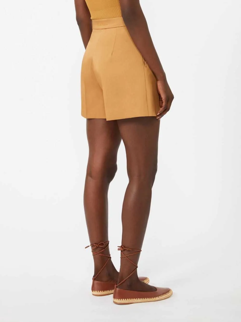 Stretch Cotton Satin Shorts - Earth sold by Wanan Luxury product image thumbnail 3