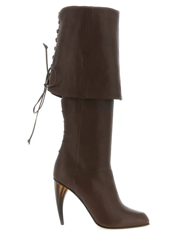Horn Heel Boots Boots And Ankle Boots Brown made by Alexander McQueen