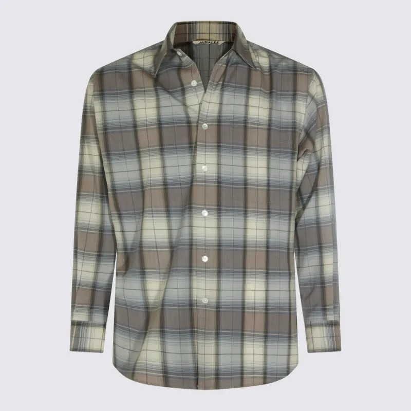 Shirts Blue Gray Check made by Auralee