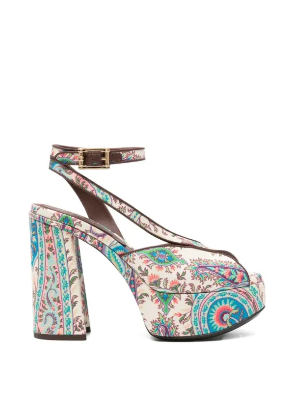 Paisley-Patterned Platform Sandals With Heel made by Etro