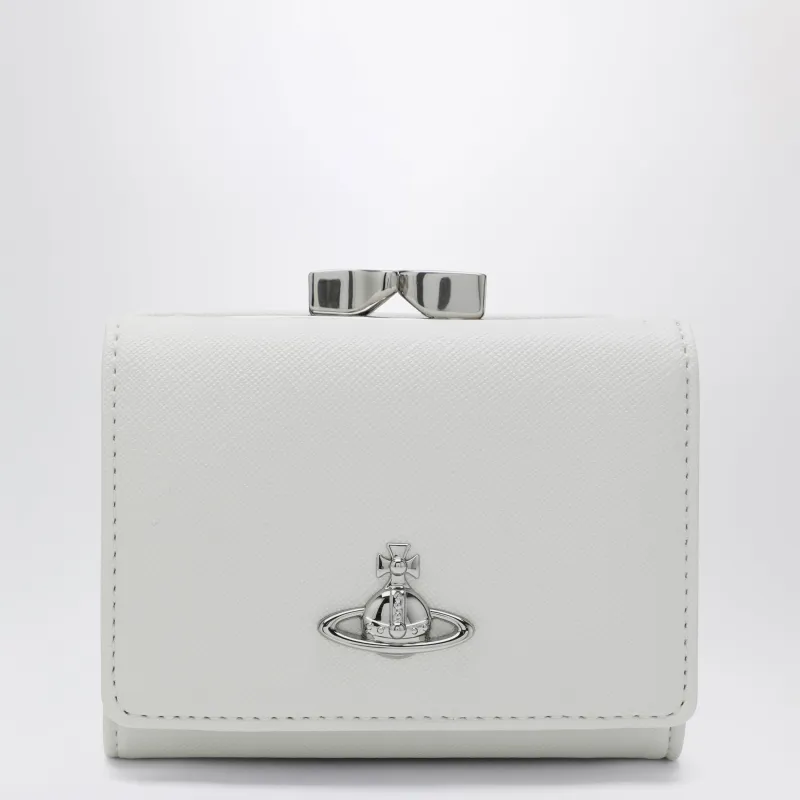 Orb Trifold Wallet In White Leather made by Vivienne Westwood