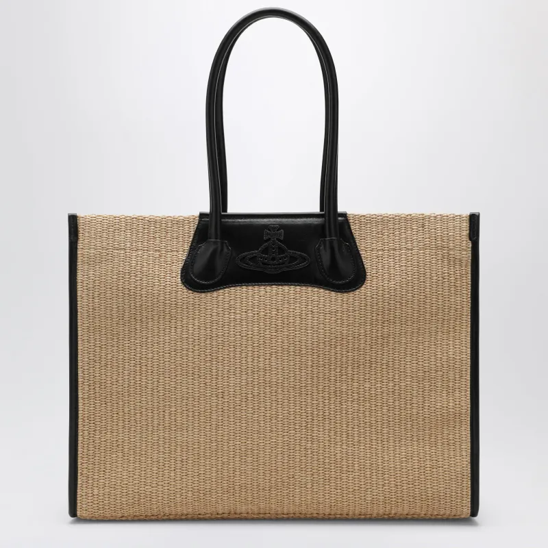Troy Tote Bag In Raffia-Effect Fabric, Natural made by Vivienne Westwood