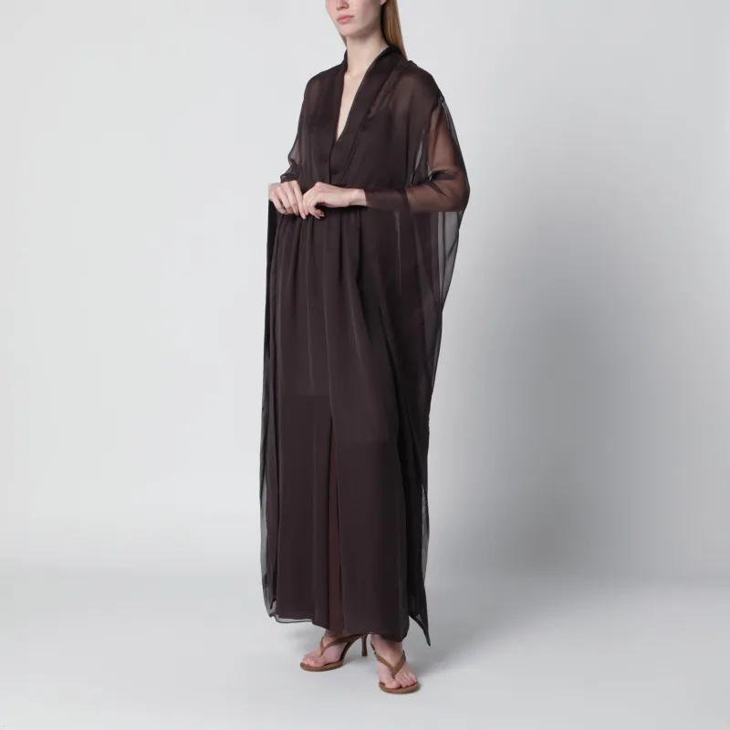 Long Brown Silk Dress made by Alberta Ferretti