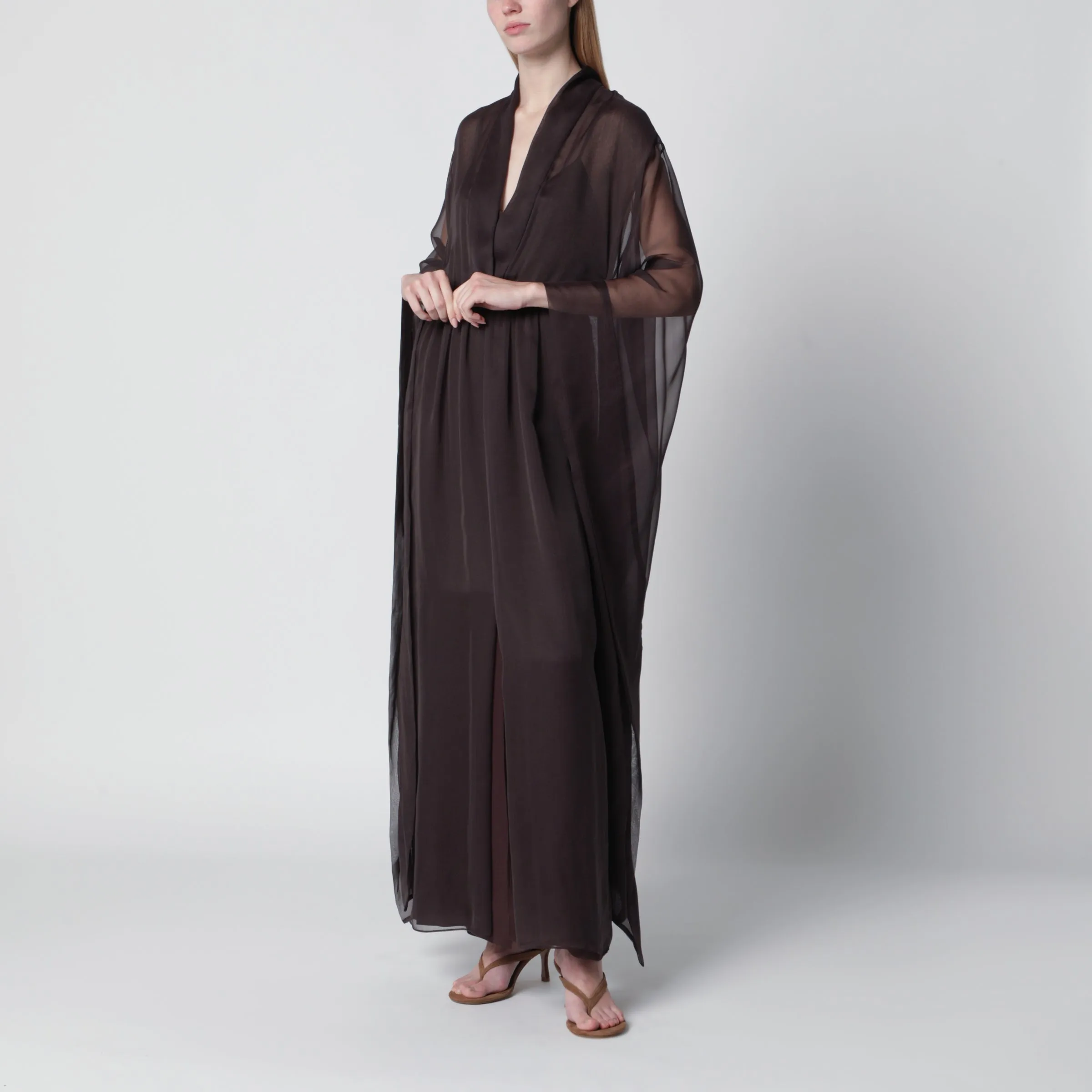 Long Brown Silk Dress sold by Wanan Luxury