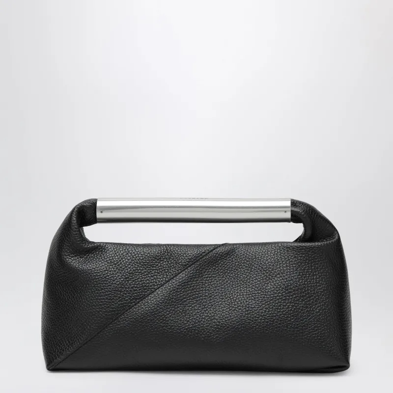 Japanese Jewel Handle Handbag In Grained Calf Leather, Black made by Maison Margiela