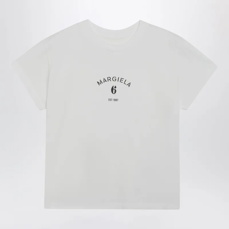 Off-White Cotton Jersey T-Shirt With Numeric Embroidery made by Maison Margiela