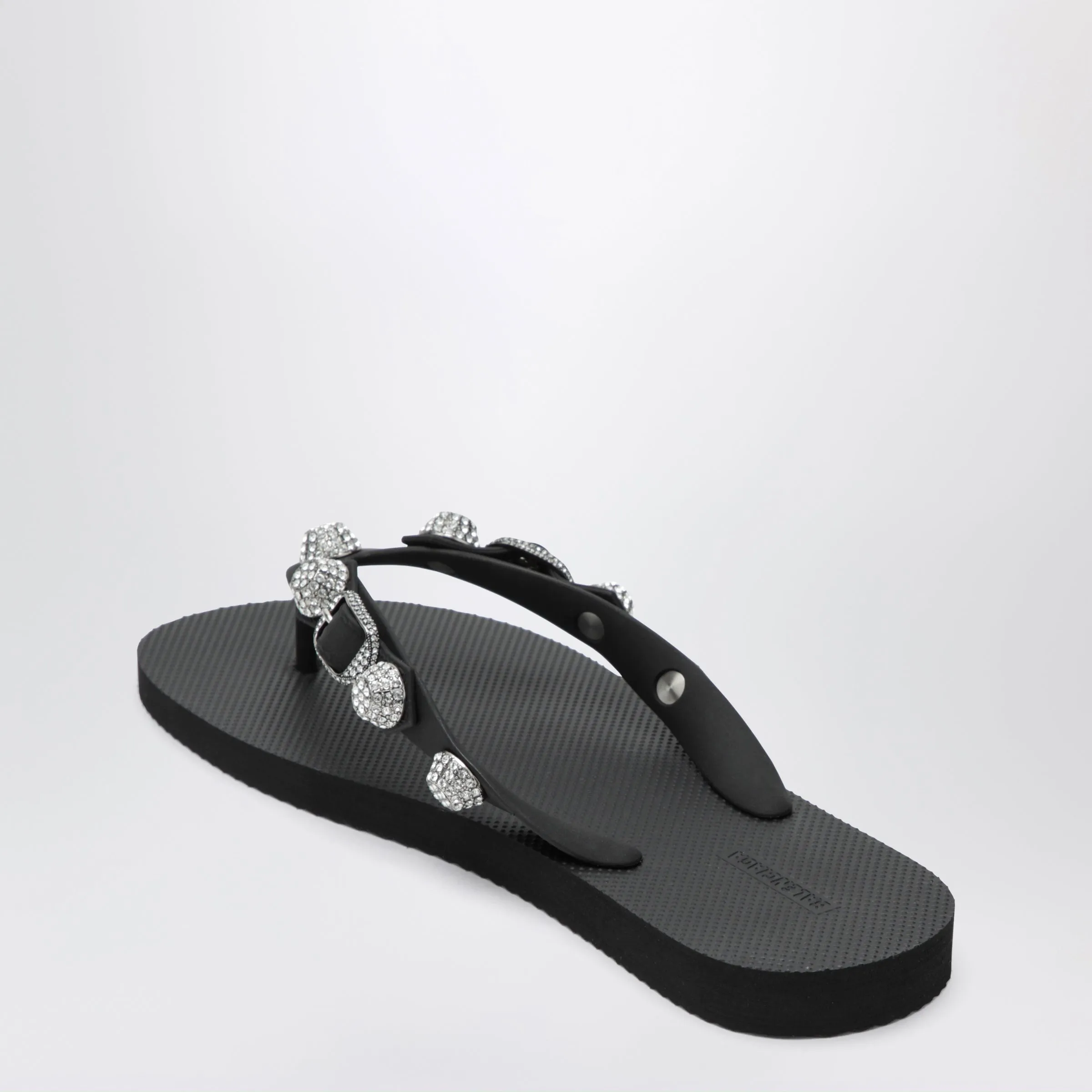 Cagole Crystal-Studded Rubber Thong Sandals, Black sold by Wanan Luxury product image thumbnail 2