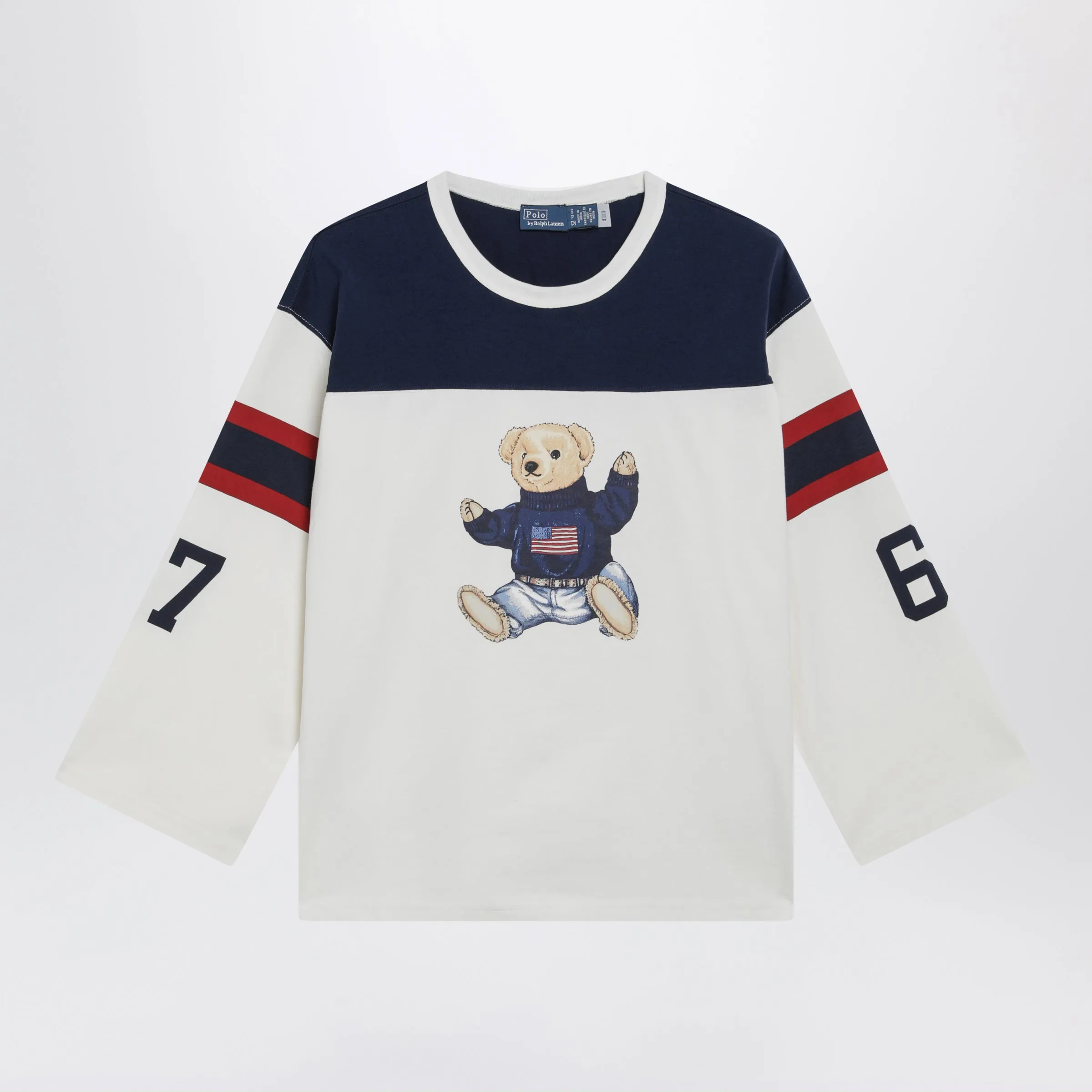 Polo Bear Oversized Cotton T-Shirt In White/Navy sold by Wanan Luxury