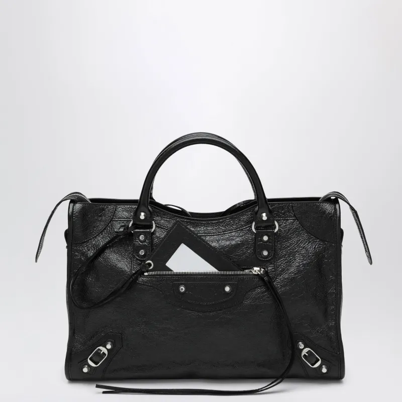 Le City Medium Bag In Arena Lambskin Leather Black made by Balenciaga