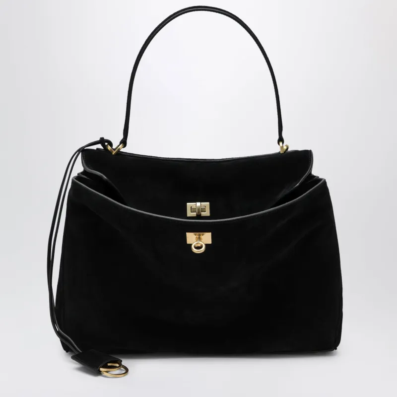 Medium Rodeo Bag In Suede Calfskin, Black made by Balenciaga