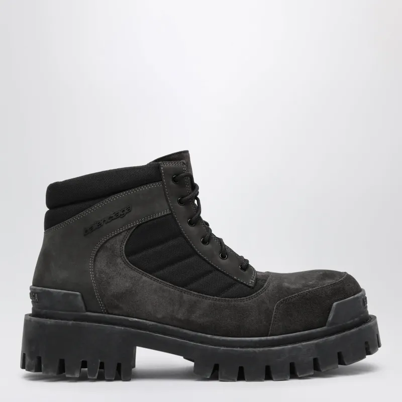 Combat Strike Low Lace-Up Suede Boots Brown/Black made by Balenciaga