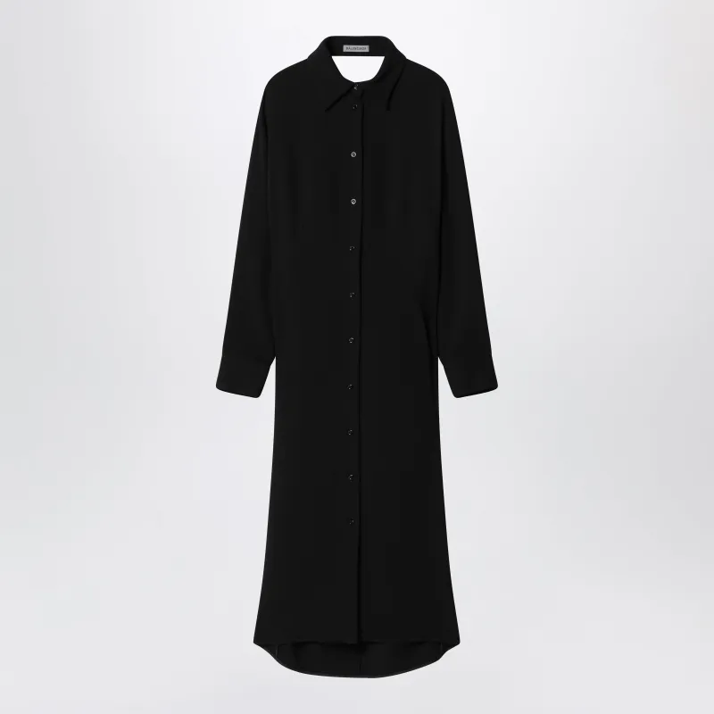 Black Shirt Dress In Wool And Silk made by Balenciaga