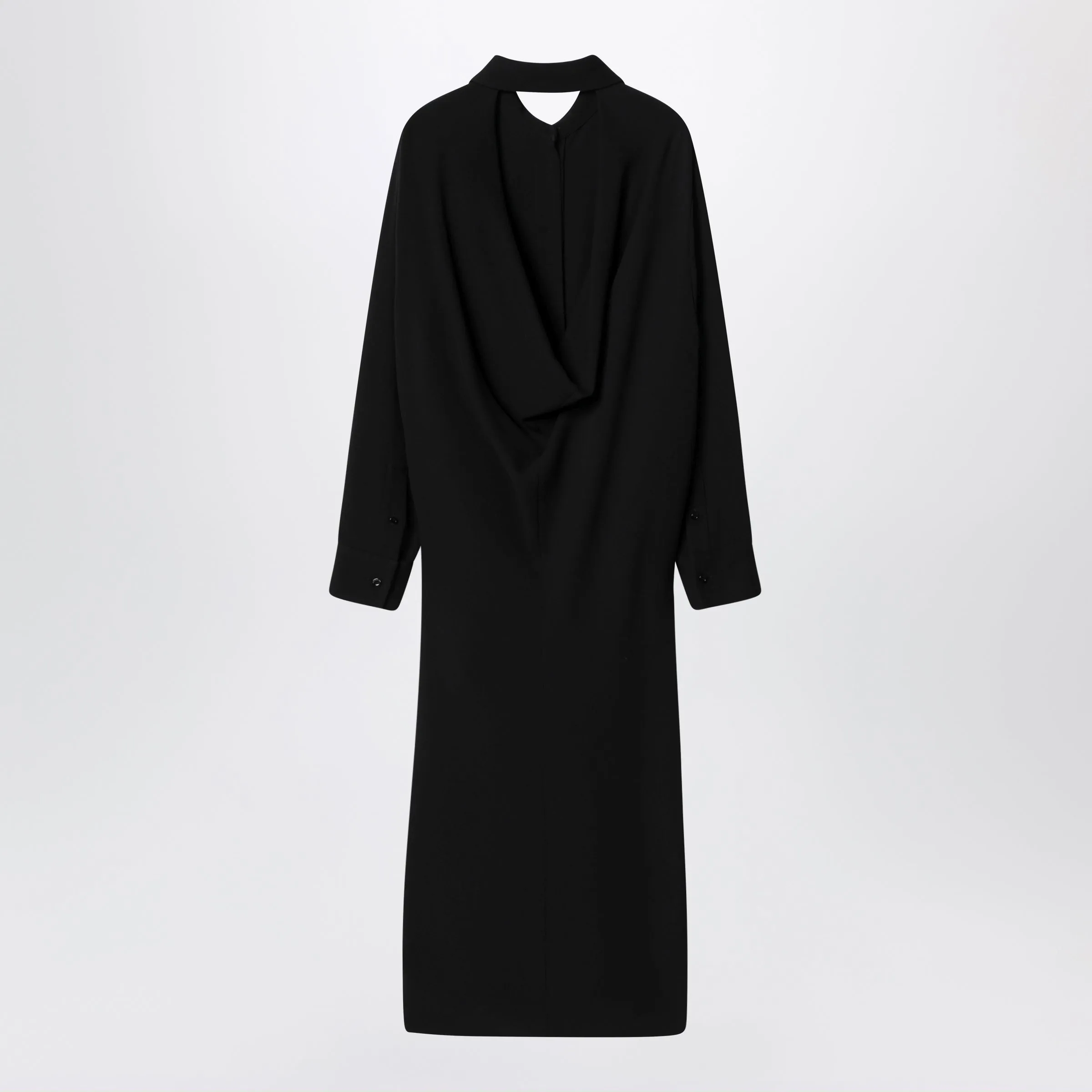 Black Shirt Dress In Wool And Silk sold by Wanan Luxury product image thumbnail 2