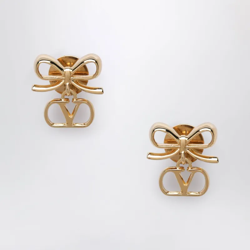 V Logo Signature Earrings In Gold-Tone Metal made by Valentino