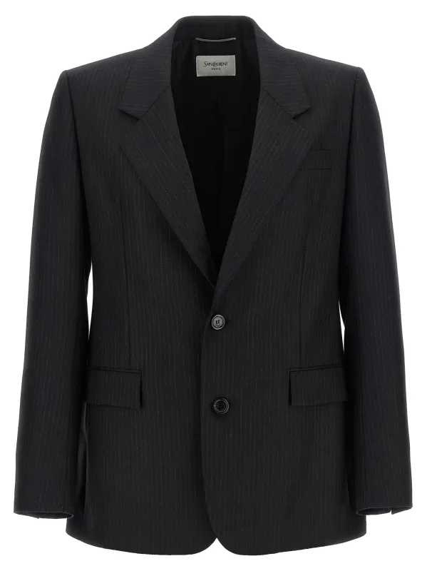 Pinstripe Blazer Black made by Yves Saint Laurent