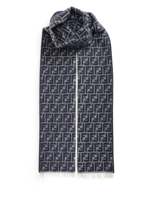 Wool Scarf Scarves And Foulards Grey made by Fendi