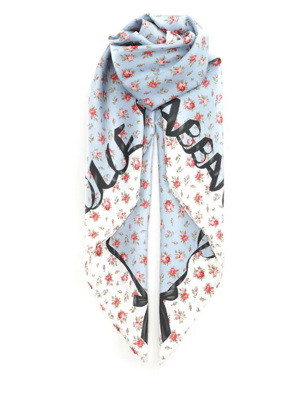 Silk Twill Scarf Scarves And Foulards Light Blue made by Dolce & Gabanna