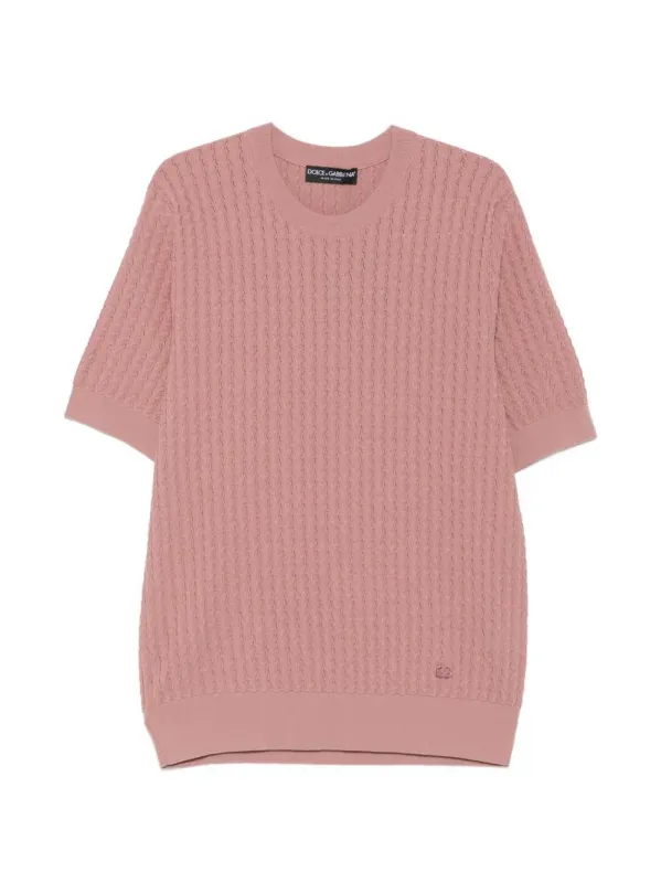 Short-Sleeved Cable-Knit Sweater made by Dolce & Gabanna