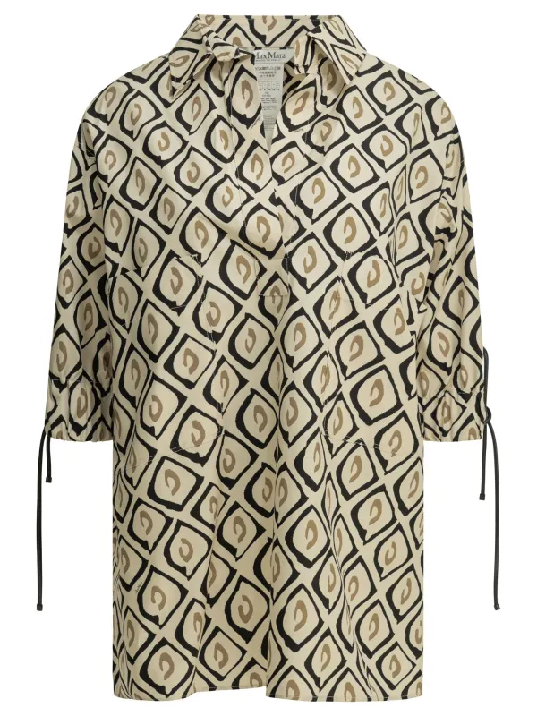 Casual Printed Cotton Shirt Shirts Beige made by MaxMara