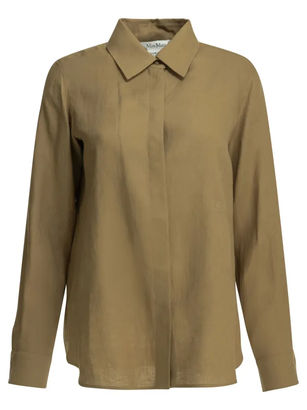 Casual Linen Shirt Shirts Brown made by MaxMara
