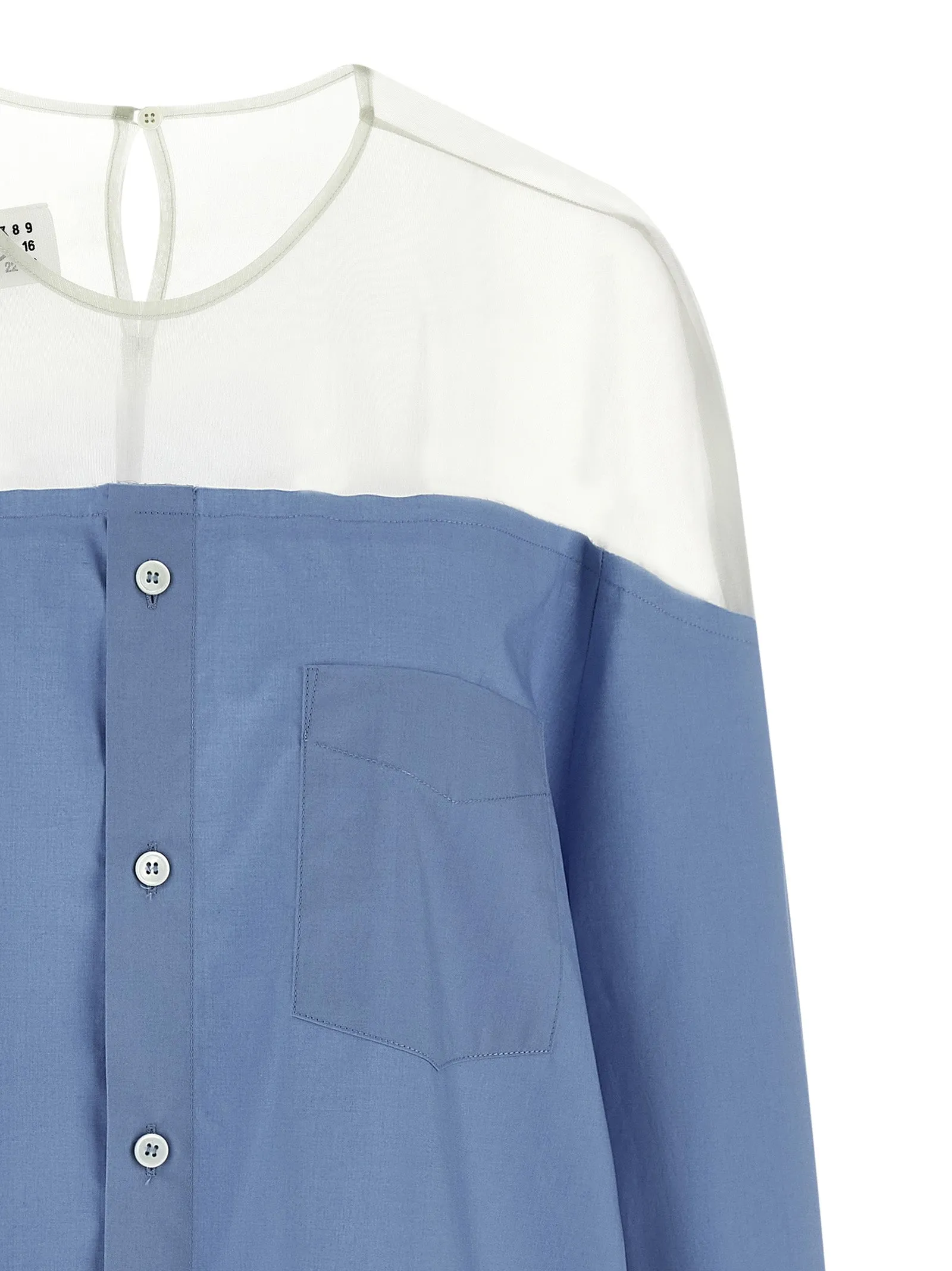 Tulle Insert Shirt Shirt And Blouse Light Blue sold by Wanan Luxury product image thumbnail 3