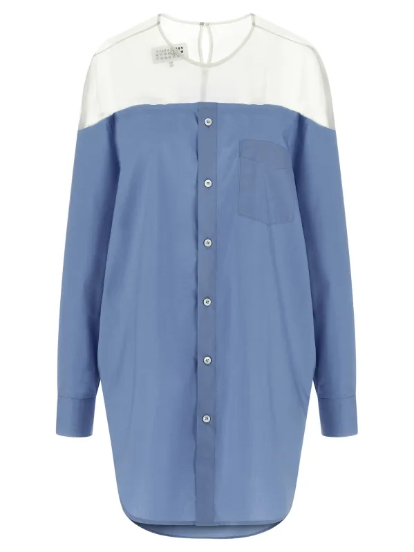 Tulle Insert Shirt Shirt And Blouse Light Blue made by Maison Margiela