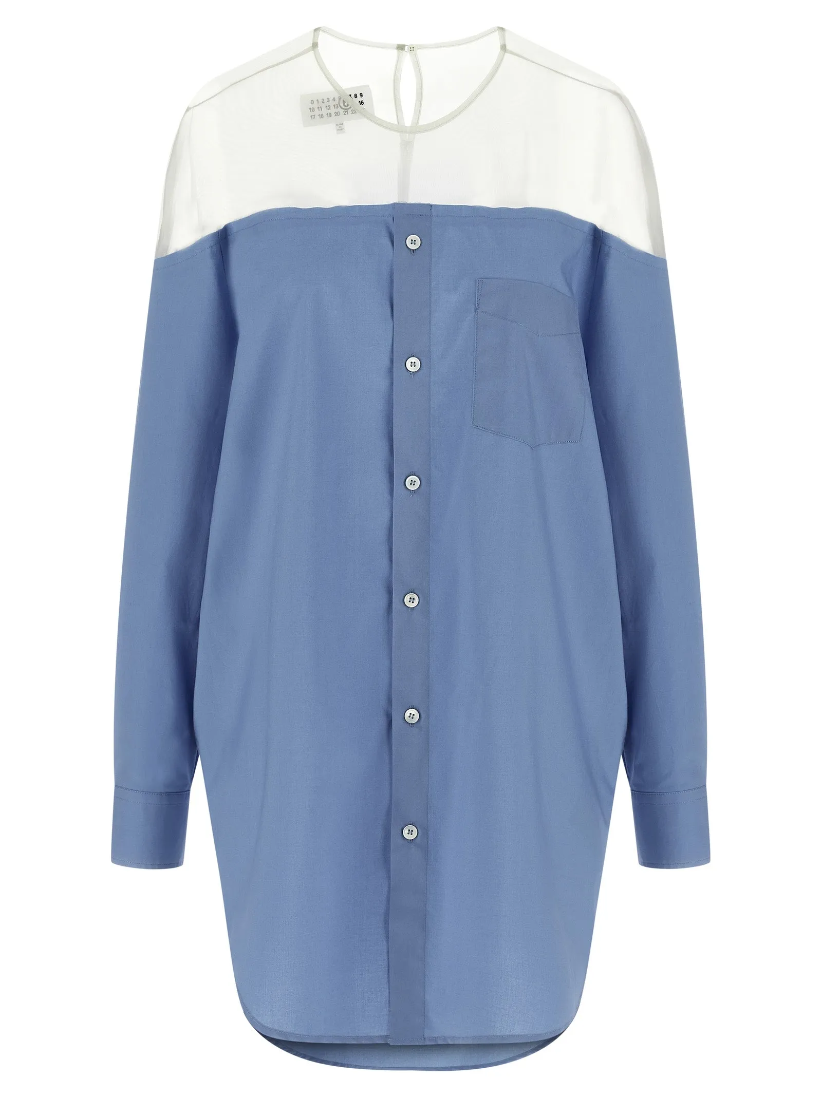 Tulle Insert Shirt Shirt And Blouse Light Blue sold by Wanan Luxury